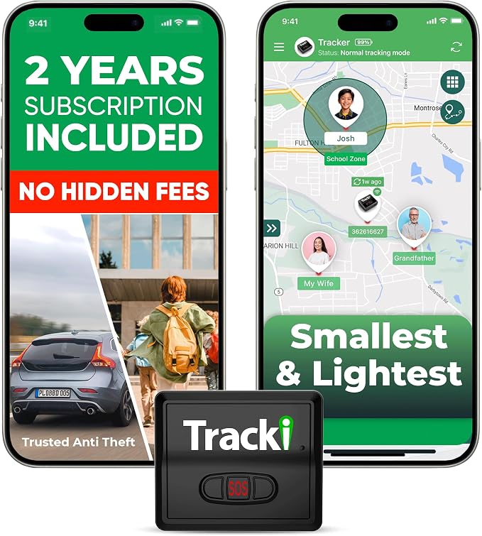Tracki Mini GPS Tracker, Subscription Required, Cancel Anytime – Universal Compact 4G LTE Tracker for Vehicles (Tracker + 2Y Subs.)