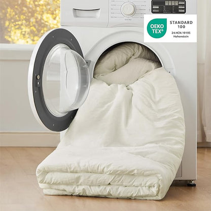 Bedsure Full Comforter Set, Ivory Soft Prewashed Bedding for All Seasons, 3 Pieces GentleSoft™ Bed Set, 1 Lightweight Comforter (82"x86") and 2 Pillowcases (20"x26")
