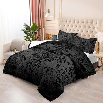 Skull Bedding Set - Gothic & Boho Twin Comforter Set with Skull Comforter