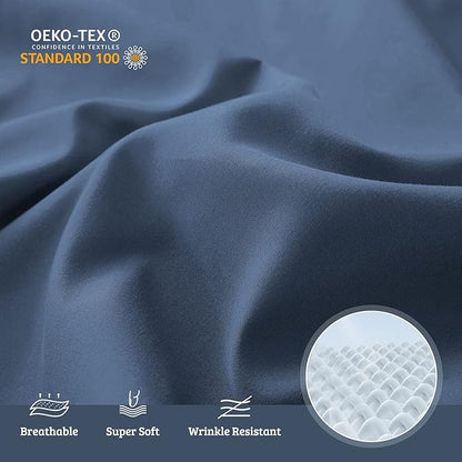 YIYEA Body Pillow Cover Set of 2, Ultra Soft 1800TC Hotel Quality Double Brushed Microfiber Body Pillow Pillowcases, Envelope Closure, Fade Resistant (20"x54", Denim)