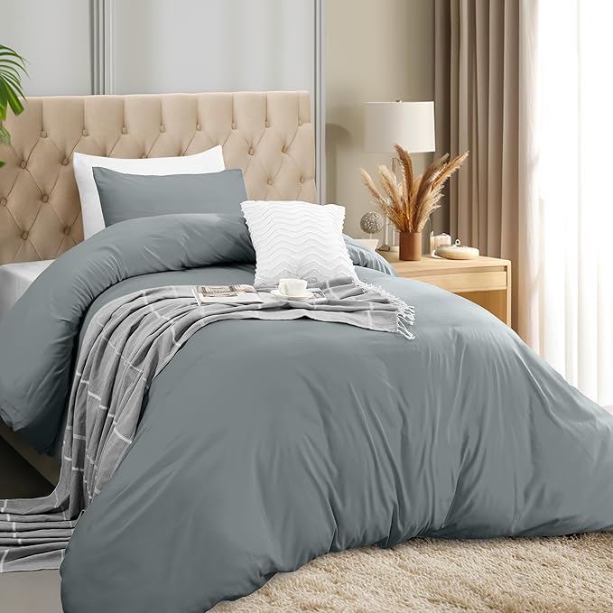 Utopia Bedding Duvet Cover Set with Pillowcases- 2 Pieces Bedding Duvet Cover with Zipper Closure - 1 Duvet Cover with 1 Pillow Sham - Soft Brushed Microfiber (Twin/Twin XL, Grey)
