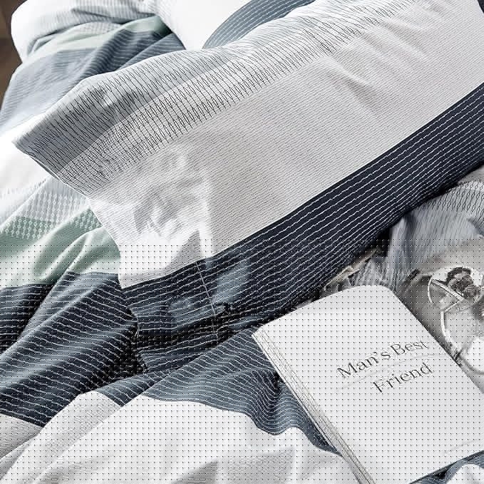LifeTB Full Comforter Set Blue Grey Striped Bedding Comforter Set Lightweight Soft All Seasons Bedding Sets Fluffy Down Alternative Comforter 3 Pieces Bed Set 1 Striped Comforter with 2 Pillow Shams