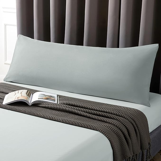 MILVOWOC 2Pcs Brushed Microfiber Body Pillowcases - 20 x 48 Inch, Silver Pillow Case Set Non Slip Envelope Pillow Cover with Moisture Absorption and Anti-Wrinkle
