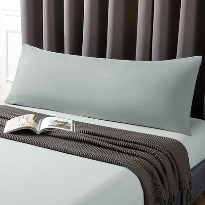 MILVOWOC 2Pcs Brushed Microfiber Body Pillowcases - 20 x 48 Inch, Silver Pillow Case Set Non Slip Envelope Pillow Cover with Moisture Absorption and Anti-Wrinkle