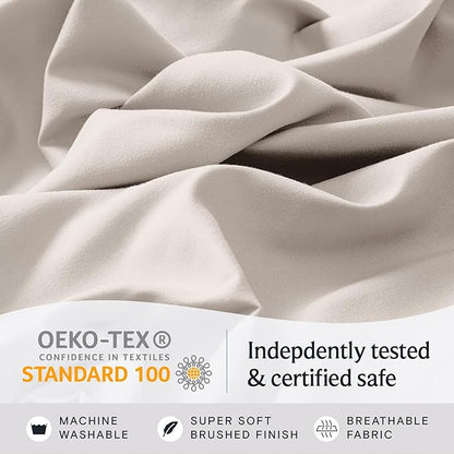 LuxClub 4 PC Sheet Set Bed Sheets Deep Pockets 18" Eco Friendly Wrinkle Free Cooling Machine Washable Hotel Bedding Silky Soft - Linen King