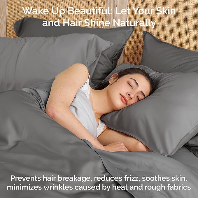 Viscose Bamboo Sheets King Size 4PC Set - Cooling Sheets for Hot Sleepers with Moisture Wicking Technology - Silky Soft 18 Inch Deep Pocket - Steel 76"x 80"