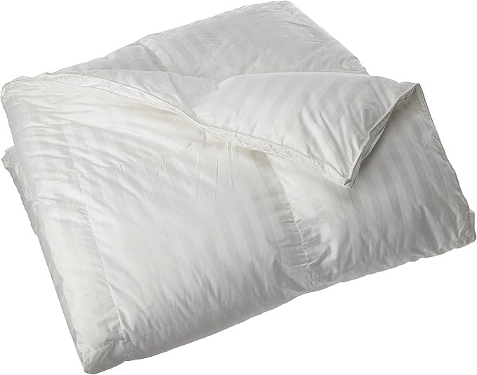 Blue Ridge Home Fashions 500 Thread Count Cotton Damask Duraloft Striped Down Alternative Lightweight Duvet Bed Comforter, Full/Queen, White