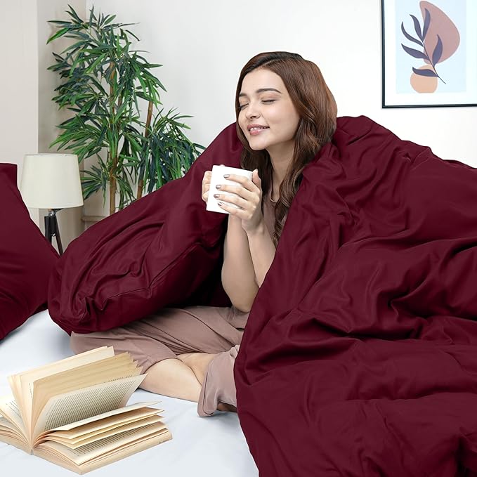 Utopia Bedding Duvet Cover Full Size - 3 Piece with Zipper Closure - 1 Comforter Cover 80X90 Inches & 2 Pillow Shams 20X26 Inches (Burgundy) Comforter Not Included
