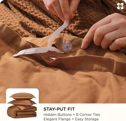 Bedsure Cotton Duvet Cover King - 100% Cotton Waffle Weave Hazel Duvet Cover King Size, GentleSoft™ and Breathable Bedding Set for All Season, 3 Pieces, 104"x90"