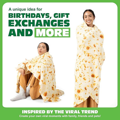 Cozy Concepts Co. Burrito by Relatable, Viral Trend Inspired, Looks Like a Giant Tortilla to Wrap Yourself Up Like a Burrito, Great Easter Gift for Room Decor or Easter Basket Stuffers, Large Size 65”