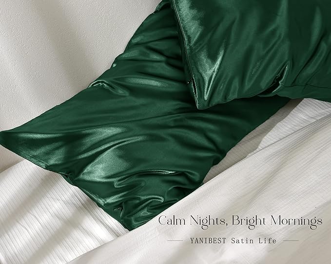 Yanibest Satin Pillowcase, Silk Pillow Cases for Hair and Skin with Zipper, Queen Pillow Cases Set of 2 for 20"x30", Exquisite Packaging for Women Men