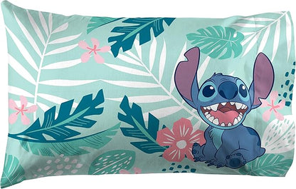 Jay Franco Disney Lilo & Stitch Misty Palm 1 Pack Pillowcase - Double-Sided Kids Super Soft Bedding