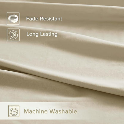 Comfort Spaces 100% Cotton Sheets Queen, Breathable & Ultra Soft Cotton Sheets, Naturally Cool Cotton Bed Sheets with 14" Elastic Pocket Fits up to 16" Mattress, All Seasons Sheet Set, Cream 4 Piece