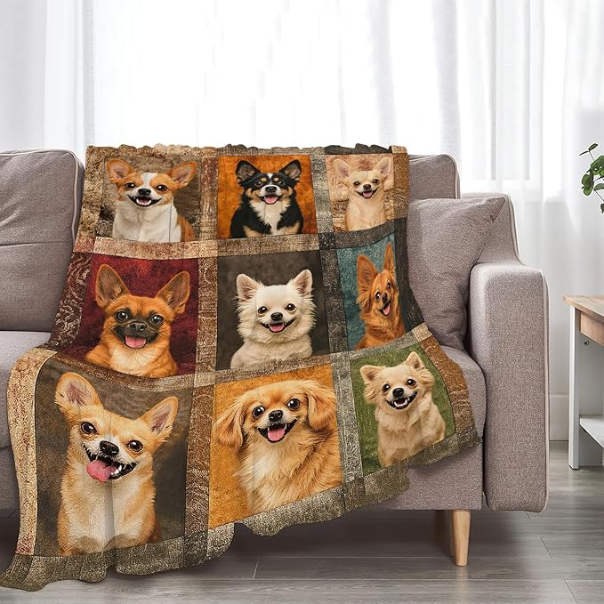 Chihuahua Blanket Super Soft Warm Fluffy Fleece Flannel Dog Animal Throw Blanket Cozy Fuzzy Plush Stuff Bedding Blankets Gifts for Women Kids Boys Girls Adults 50"X40"