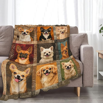 Chihuahua Blanket Super Soft Warm Fluffy Fleece Flannel Dog Animal Throw Blanket Cozy Fuzzy Plush Stuff Bedding Blankets Gifts for Women Kids Boys Girls Adults 50"X40"