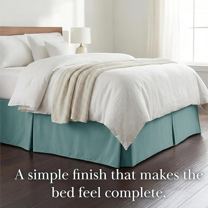 Southshore Fine Living, Inc. Full Size Bed Skirt, 14-Inch Drop Pleated Bed Skirt for Full Mattress, Dust Ruffle for Full Size Bed, Steel Blue (Teal)