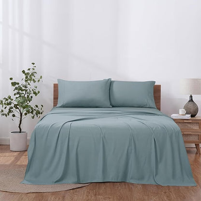 Modern Threads Soft Microfiber Solid Sheets - Luxurious Microfiber Bed Sheets - Includes Flat Sheet, Fitted Sheet with Deep Pockets, & Pillowcases Ocean King