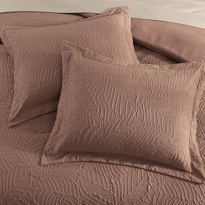 Geniospin King Size Comforter Set - 7 Pieces Brown Textured King Bedding Sets with Comforter, Sheets, Pillowcases & Shams, All Season Brown Bedding
