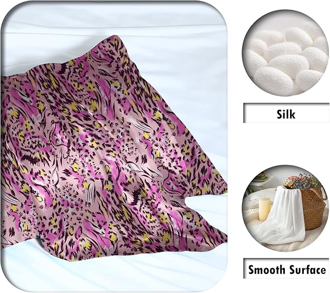 Mulberry Silk Pillowcase for Hair and Skin Standard Size Leopard Print Pillow Cases with Zipper Soft Breathable Smooth Cooling Covers Sleeping (Pink Paint, 20"X 26",1Pcs)