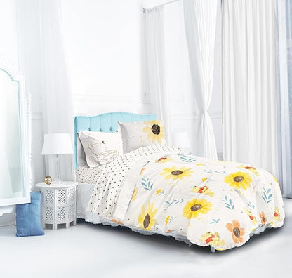 Jay Franco Disney Winnie The Pooh Full Sized Comforter Set - 7 Piece Bedding Includes Sheet Set & Pillow Covers - Super Soft Cozy Floral Bedding
