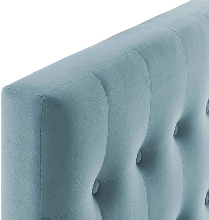 Modway Emily Twin Biscuit Tufted Performance Velvet Headboard, Light Blue