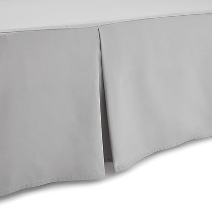 Amazon Basics Lightweight Pleated King Size Bed Skirt, Wrinkle and Fade Resistant, Machine Washable, Dust Ruffle, Light Grey, 16-inch Drop