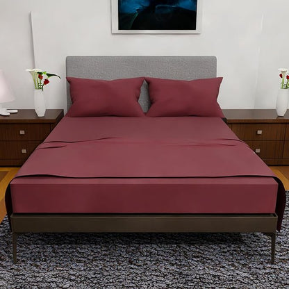 California King Sheet Sets – 4Pcs Cal King Bedding Set, Deep Pocket, Double Brushed Microfiber, Fade Resistant, Soft & Breathable Bed Sheets for Ultimate Comfort(Burgundy)