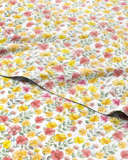 Floral Sheets - Watercolor Floral Bed Sheet Set - 1 Flat, 1 Fitted & 1 Pillowcase w/ Deep Pockets - Comfy, Wrinkle & Fade Free Boho Botanical Bedding - Ultra-Soft, Breathable & Cooling - Twin Size New
