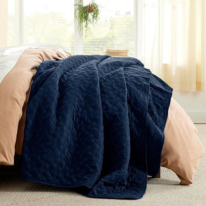 Bedsure Quilts King Size - Lightweight Bedspreads King Size with Basket Weave Pattern, Soft Quilt Bedding Set, Navy Comforter Set Coverlet for All Seasons with 2 Pillow Shams (106" x 96") | Skin-Friendly Soft, All-Season Comfort, Breathable, Lightweigh...