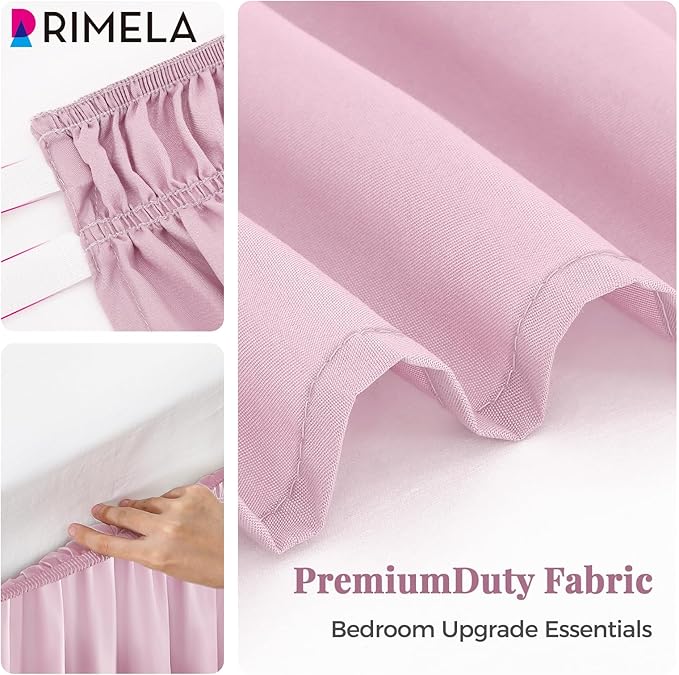 RIMELA Baby Purple Skirt Queen Size 15 Inch Drop, Elastic Bed Skirting for Bed Base and Frame, Bedding Dust Ruffle Easy to Install, Lightweight Wrap Around Adjustable Bedskirt