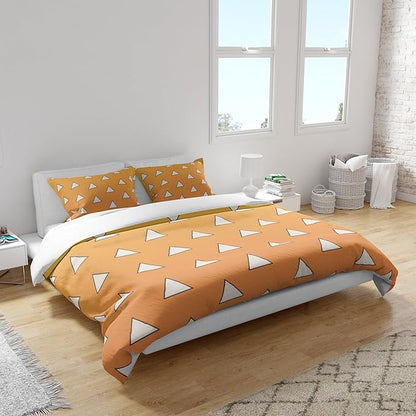INFLAG Anime Bedding Set - Soft Brushed Microfiber 68x90 Inches Duvet Cover Set, 3 Piece, 1 Duvet Cover with Zipper Closure and 2 Pillow Shams (Twin,Yellow)