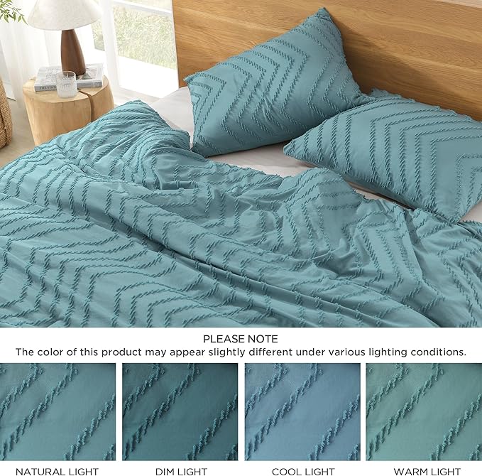 Litanika King Comforter Set Grayish Teal, 3 Pieces Lightweight Tufted Solid Bedding Sets, Down Alternative Comforter Fluffy Bed Set Gift Choice