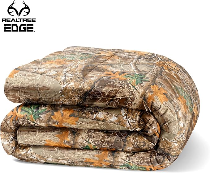 Northwest Realtree Full/Queen Size 1 Comforter and 2 Sham Set, All Seasons, Men and Women Soft Cabin Bedding, Edge Camo
