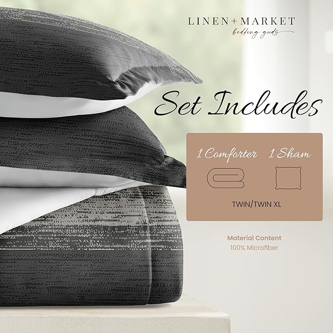 Linen Market Reversible Twin Size Comforter Set (2 Piece) - Bring Luxury Home with Our Soft and Lightweight Down Alternative Comforter Twin Set - This Includes Your Twin Comforter and 1 Pillow Sham