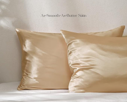 YANIBEST Satin Pillowcase for Hair and Skin Care Silk Pillowcase 2 Pack King Size Pillow Cases Set of 2 -Satin Cooling Pillow Covers with Hidden Zipper Floral Print