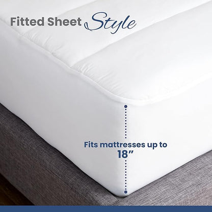 Martex Quilted Mattress Pad, Soft Breathable Polyester-Cotton Blend Fabric, Premium Polyester Fill Mattress Topper Pad, Deep Pocket Elastic Fit up to 18”, All-Season Comfort, Machine Washable, Full