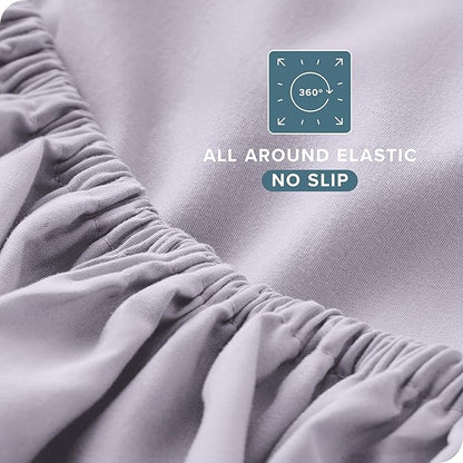 Bare Home Split Head Flex King Sheet Set - 1800 Ultra-Soft Microfiber Bed Sheets - Double Brushed - Deep Pockets - Easy Fit - 4 Piece Set - Bedding Sheets & Pillowcases (Light Lavender)