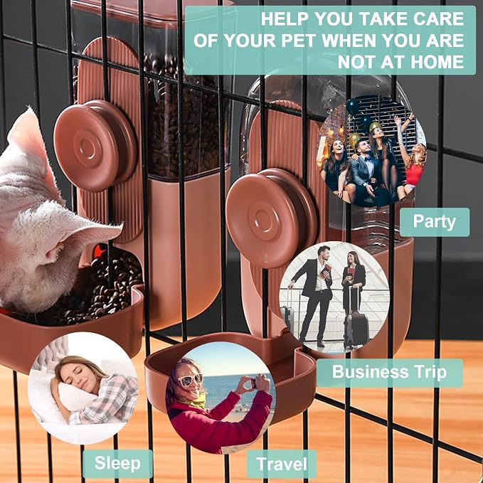 Rabbit Feeder, Bunny Water Bottle Dispenser, Pet Ferret Cage Food Bowl