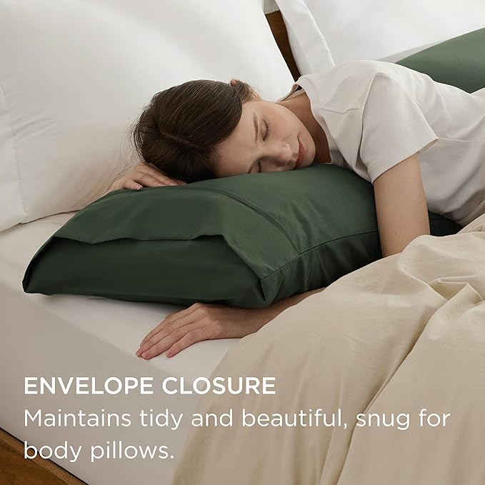 Bedsure Body Pillow Case Cover - Olive Green Brushed Microfiber Long Pillow Cases, Ultra Soft and Cozy Body Pillowcase with Envelope Closure for Kids, Wrinkle, Fade Resistant, 1 Pack, 20x54 Inches