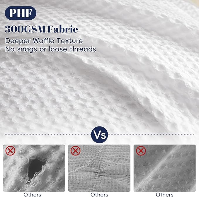 PHF Waffle Weave Duvet Cover Set Queen Size, No Snagging Ultra Soft Luxury Textured Breathable Comforter Cover for All Season 3pcs, Durable Bedding Duvet Set with 2 Pillow Shams, 90"x90", White