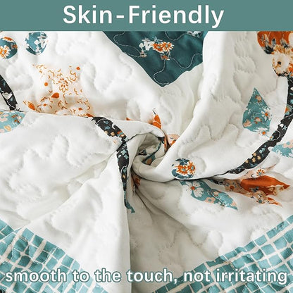 BEDIFANY Cotton King Size Quilt Sets, Lightweight King Quilt Bedding Set (98 x 106 inch) Garden Style Floral Bedspread King Size Coverlet Set for Bed Decorations - All Seasons, 3 Pieces
