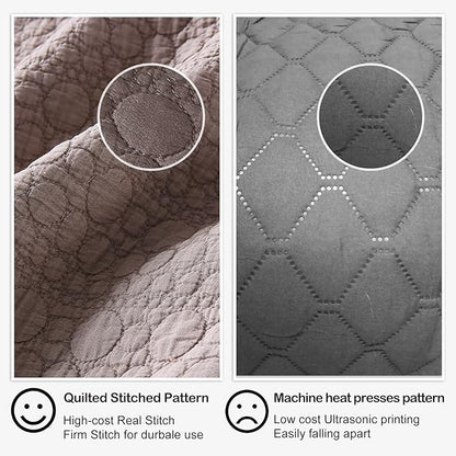 HORIMOTE HOME Quilt Set King Size Cameo Rose, Classic Geometric Spots Stitched Pattern, Stone-Washed Microfiber Chic Rustic Look, Ultra Soft Lightweight Quilted Bedspread for All Season, 3 Pieces