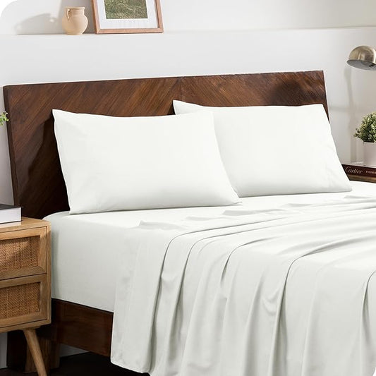 Bare Home Microfiber Pillow Cases - King 20x40 - Cooling Pillowcases - Double Brushed - Easy Care - Envelope Closure (King Pillowcase Set of 2, Cream)