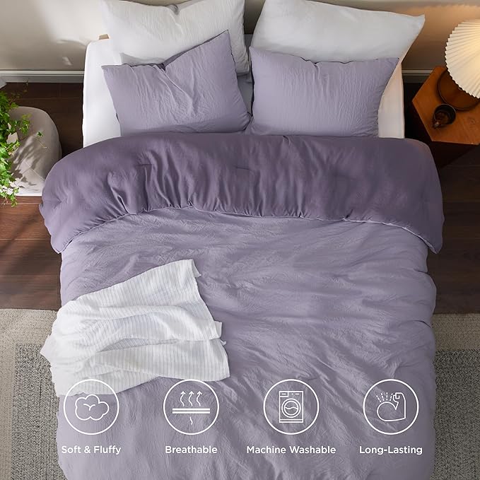 Bedsure King Comforter Set, Dark Gray Soft Prewashed Bedding for All Seasons, 3 Pieces GentleSoft™ Bed Set, 1 Lightweight Comforter (104"x90") and 2 Pillowcases (20"x36")