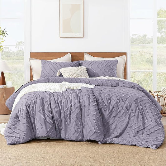 Litanika Purple King Comforter Set, 3 Pieces Lightweight Tufted Bedding Sets, Down Alternative Comforter Fluffy Bed Set Gift Choice