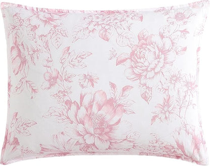 Laura Ashley - Twin XL Comforter Set, Reversible Cotton Bedding for Year Round Use, 2 Piece Coquette Bed Set with Matching Pillowcase (Delphine Mauve Pink)