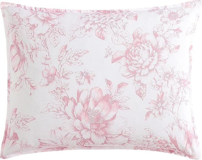 Laura Ashley - Queen Comforter Set, Reversible Cotton Bedding with Matching Shams, Medium Weight for Year Round Use, Oeko-Tex Certified, Coquette Room Decor (Delphine Mauve Pink)
