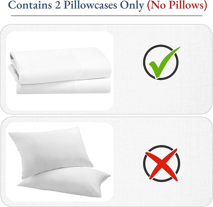 Heirloom Soft, Smooth & Thick Certified 800 Thread Count 100% Cotton Sateen, 2 King Size Pillow Cases, Fits King Pillows (Bright White)
