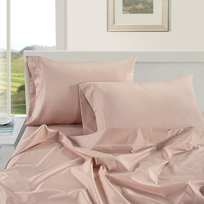 LANE LINEN Pillow Case Covers King Set of 2 100% Egyptian Cotton Sateen Soft Cool & Smooth 1000 Thread Count Cases - Sepia Rose