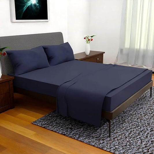King Size Sheets Set - 4 Piece Bedding - Wrinkle Free -Double Brushed Cooling Bed Sheets King, Deep Pocket King Sheet Set, King Size Bedding Sets (Navy, King)